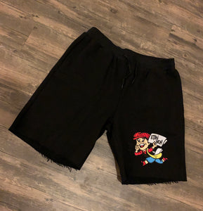 EtanBoh logo - Black cutoff shorts
